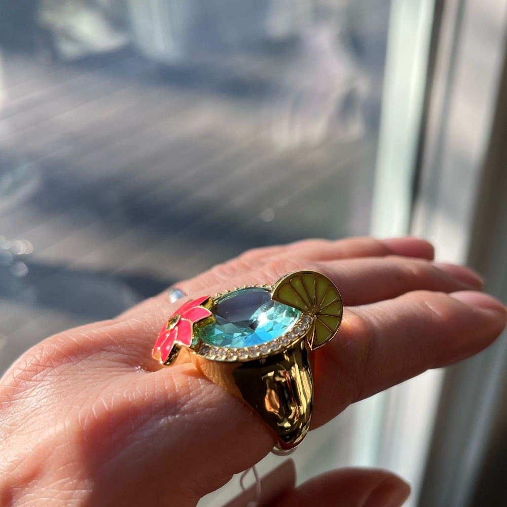 ♠️KATE SPADE OUT OF OFFICE POOLSIDE COCKTAIL RING 7 - Picture 2 of 4